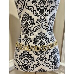 Y2K Gold Tone Rope Double Loop Equestrian Statement Chain Belt Old Money